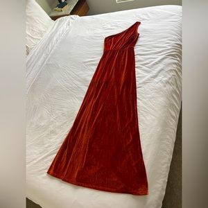 Baltic Born Tatiana Velvet One Shoulder Maxi Dress - Rust